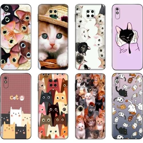 Black tpu Case For Xiaomi Redmi 7A 8 8A 9 9A 9C Case Redmi Note 8T 8 Pro T Note 9 9S 9 Pro Case Cat Cute Kitten Catling