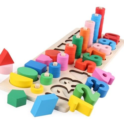 Children Wooden Materials Learning To Count Numbers Matching Digital Shape Match Early Education Teaching Mathematics