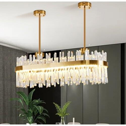 Stainless Steel Electroplating Restaurant Lamp Atmospheric Crystal Chandelier Creative Personality Oval Restaurant Lamp