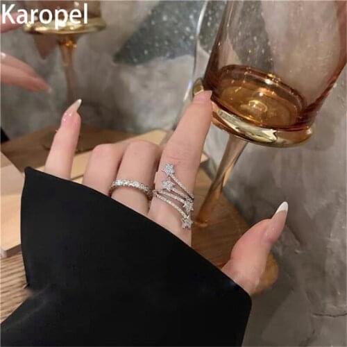 Karopel Romantic Star Silvery Opening Ring for Woman Korean Fashion Jewelry New Gothic Party Student Girl Unusual