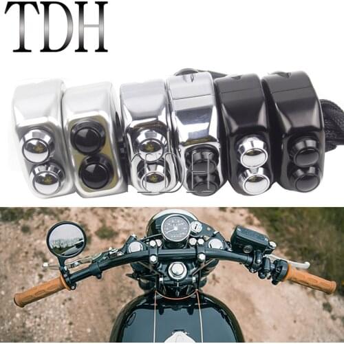7/8in 1in Handlebar Mount Switch Push Button Cafe Racer On/Off M-unit 3 Switches Starter Horn Light Switch 22mm 25mm Universal