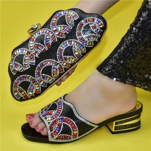 Doershow Italian Shoes With Matching Bags Set Italy African Womens Party Shoes and Bag Sets black Color Women shoes! SJK1-10