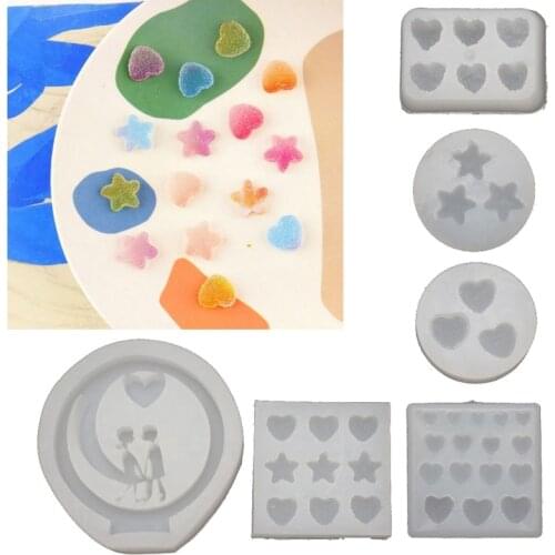 Handmade Sugar Love Star Heart Soft Candy Pendant Mold Gummy Candy Hairpin Slilcone Resin Molds Jewelry Making Tools