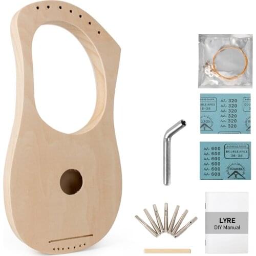 Kmise Lyre Harp 7 String DIY Kit Make Your Own Bass Wood with String Saddle String Post Tuning Wrench