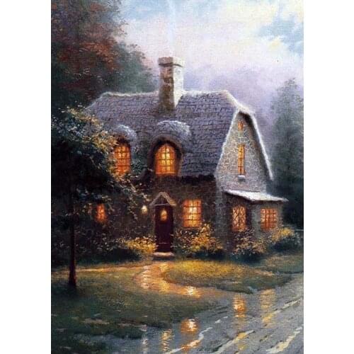 TAILOR wall stickers Cuadros 5D diamond painting haft diamentowy Cross stitch kit set Full square landscape house light roof art