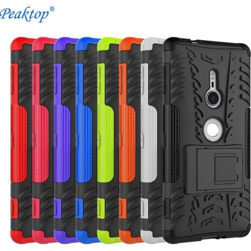 Peaktop For Phone Case Sony Xperia XZ2 Case XZ 2 Silm Luxury Silicone + Hybrid Plastic armor Case TPU Shell For Sony XZ2 Cover