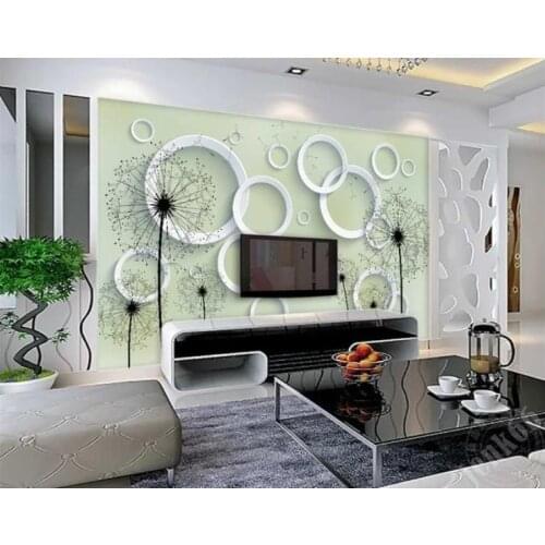 Custom Wallpaper Simple and elegant dandelion three-dimensional circle TV Sofa Background wall 3d Wallpaper living room mural