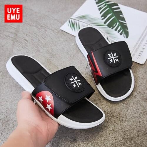 UYEEMU Slippers Mens Tide 2021 Summer New Velcro Couple Flip-Flops Outdoor Wear Beach Shoes Non-Slip Sandals Size 35-46 #006-1