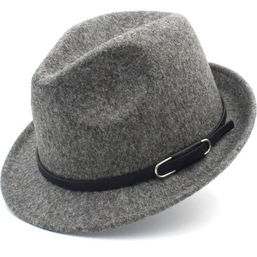 100% Wool Women Men Fedora Hat For Winter Autumn Elegant Lady Trilby Felt Homburg Church Jazz Hat With Belt