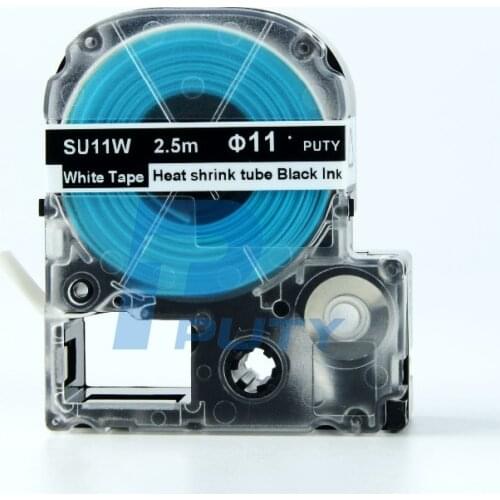 Compatible SU11W 18mm*2.5m Kingjim Heat Shrink Tube tape black on white for Epson Label Printer Ribbon
