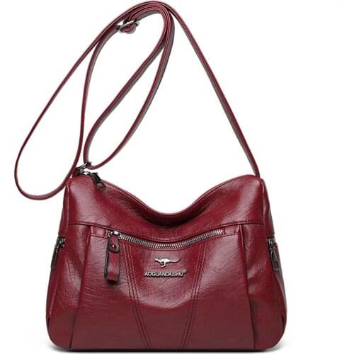 Soft PU Leather Shoulder Crossbody Bags for Women 2021 New Luxury Handbags Casual Solid Color Large Capacity Messenger Bag Sac