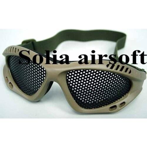 Tactical goggles shooting metal nets glasses eye protect military Sand/OD