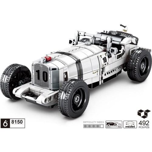 Technical 1931 classic Vintage car building block Benz SSKL Mille Miglia brick model pull back vehicle toy collection for gift