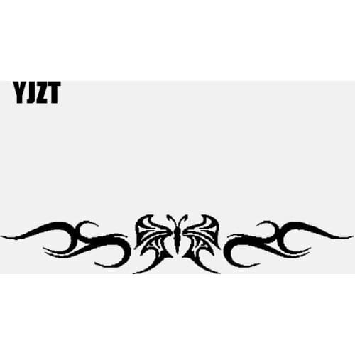 YJZT 18.5CM*3.1CM Butterfly Rear Window Decal Sticker Graphic Tribal Swirl Car Decal Vinyl Car Sticker Black/Silver C24-0087