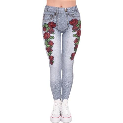 New Design leggins mujer Imitation jeans 3D Printing legging fitness feminina leggins Woman Pants workout leggings