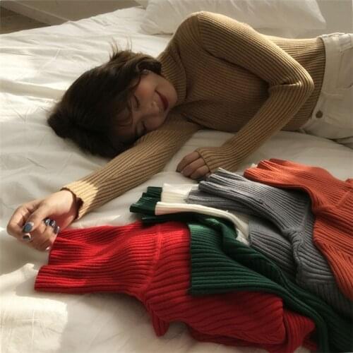Ins Winter Slim Fit Women Turtleneck Sweaters Ladies Casual Basis Solid Color Tops Knitting Jumpers Minimalist Elegant Pullovers