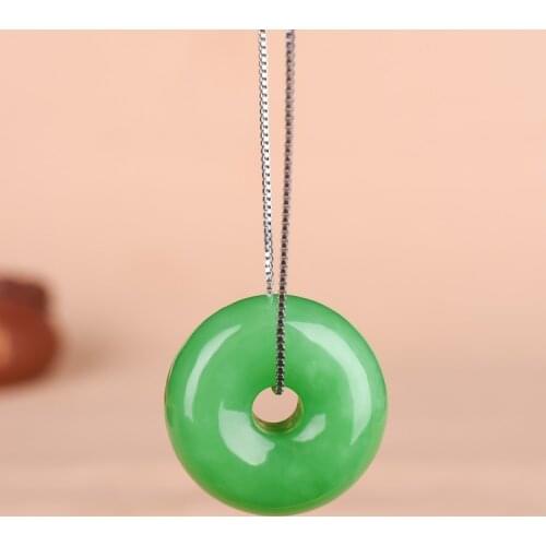 Natural green jade pendant jasper jadeite jade pendants 925 sterling silver necklace jade jewelry necklaces pendants for women