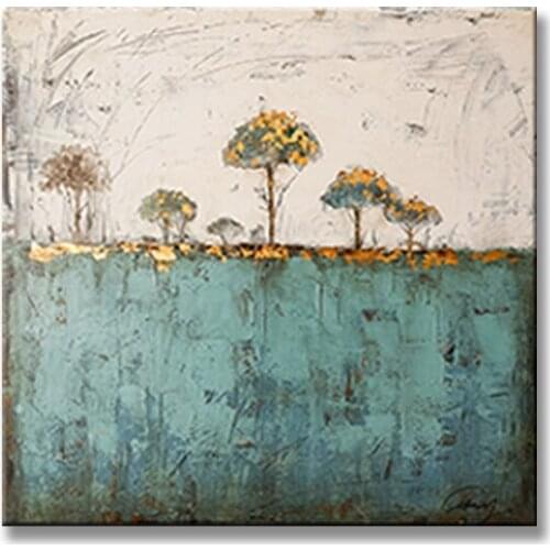 Gold Plating Canvas Painting Landscape Poster Handmade canvas Oil Painting Wall Art Pictures for Living Room Home Decor Cuadros