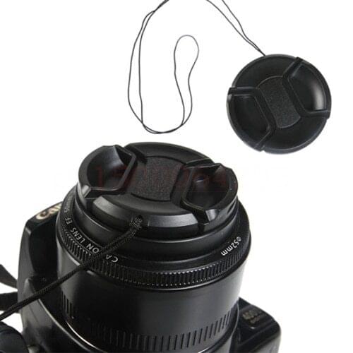 100pcs 55mm Center Pinch Snap-on Front Lens Cap For A290 A580 A200 A450 A330 HX300 DSLR Camera Lens Filters With String