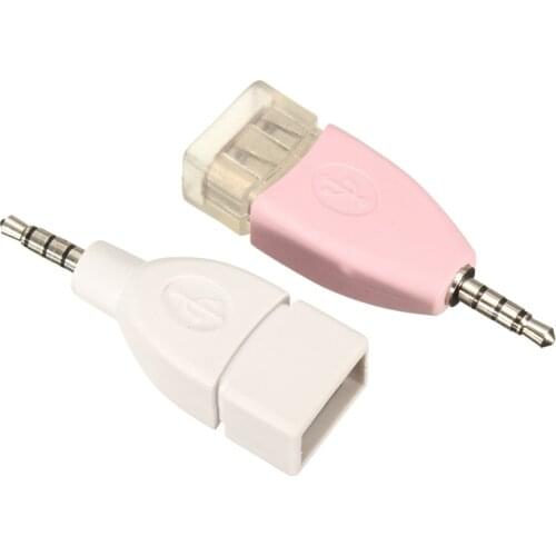 2Pc Universal 3.5mm AUX Jack Audio Plug To USB 2.0mm Converter USB Aux Cable Cord For Car MP3 Speaker U Disk Flash Drive Adapter