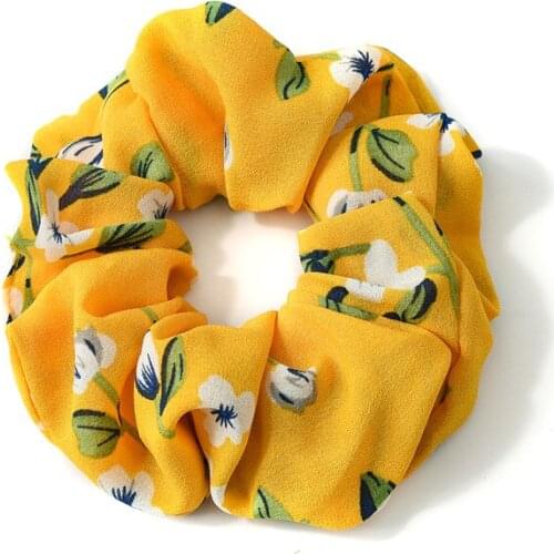 2019 Printed Floral Scrunchies Women Girls Elastic Hair Bands Hair Accessories Gum For Women Tie Hair Ring Rope Ponytail Holder