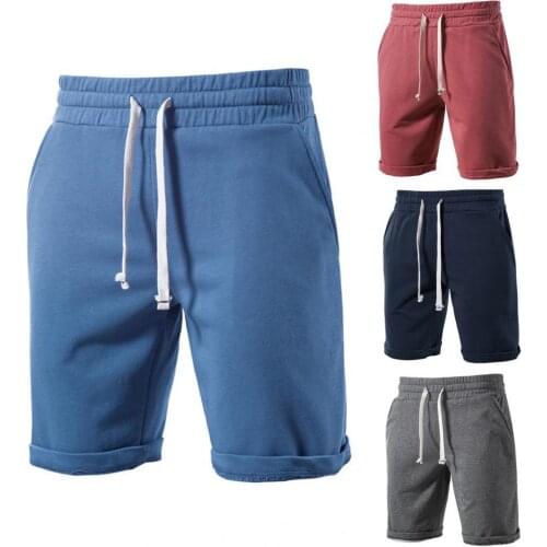 2021 Newest Summer Casual Short homme Fifth Pants Solid Color Breathable Male Men Drawstring Elastic Waist Shorts for Sports 3XL