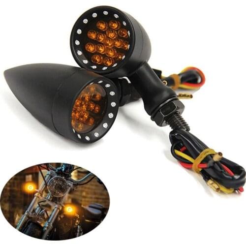2x Bullet Turn Signal LED Indicator Lights Universal 8mm Mounting for Harley Motorcycle Front & Rear Driving Signals Lamp Light