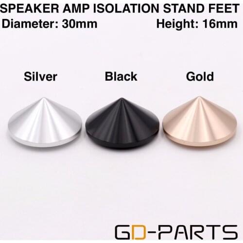 30mm-16mm Machined Solid Aluminum Isolation Feet Spikes Stand Pads Vibration Damper For Hifi Audio DIY AMP Speaker Turntable DAC