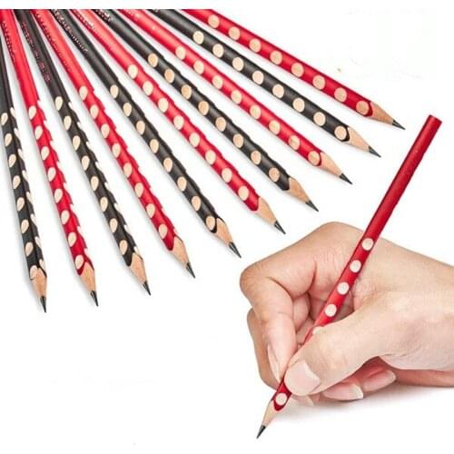4Pcs Wooden HB triangle pencil correction Grip Fluent painting writing posture Hole standard pencil for students Office school
