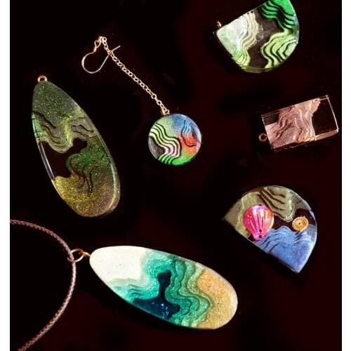 DM168 4PCS Island Earring Pendant Resin Mold Crystal Mould Silicone For Epoxy Jewelry Craft Moldes De Silicona Para Resina Epoxi