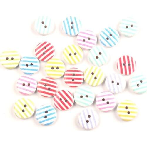 50pcs Mixed 15mm Wooden Round Buttons For Clothing Needlework Scrapbooking Wood Botones Decorative Crafts Diy Accessories