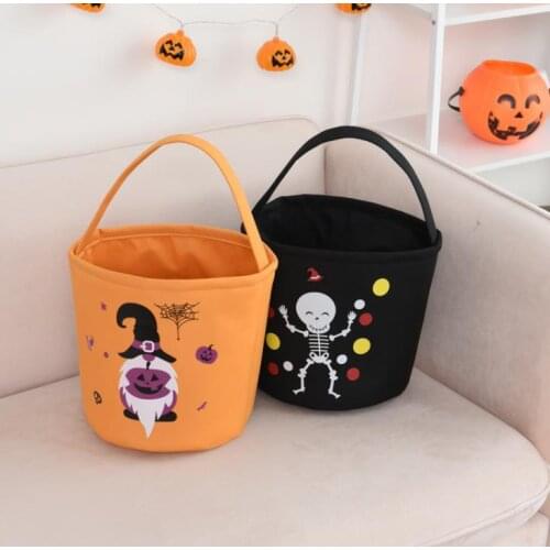 60pcs Party Halloween Pumpkin Bucket Cartoon Ghost Witch Handbag Polyester Candy Basket Festival Gift Spiders Bag SN1256
