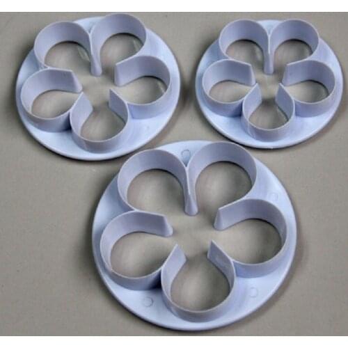 Free Shipping Plastic High Quality 3pcs Petal Cookie Cutters Cake Decorating Fondant Molds Set