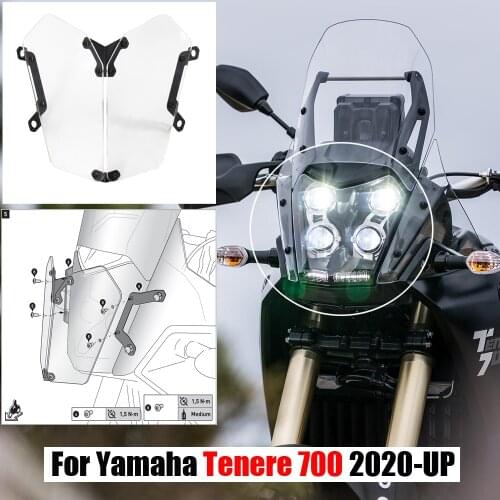 For Yamaha Tenere 700 TENERE 700 Tenere700 2019 2020-Onward Headlight Protection Glass Acrylic Large Lampshade Protective Frame