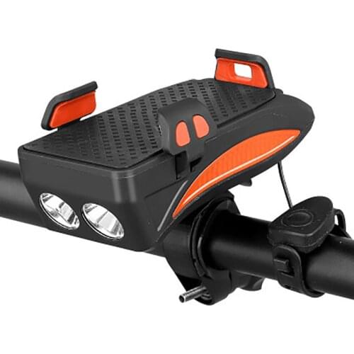 USB Rechargeable Bike Light with Cell Phone Holder, 130 dB Horn, Waterproof Bicycle Headlight Flashlight Cycling Front Light