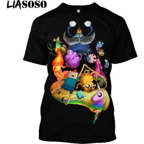 LIASOSO New Harajuku Style Tees Men Women Casual T-Shirt Anime Adventure Time 3D Print Best Selling Kids Tops Brand Clothing