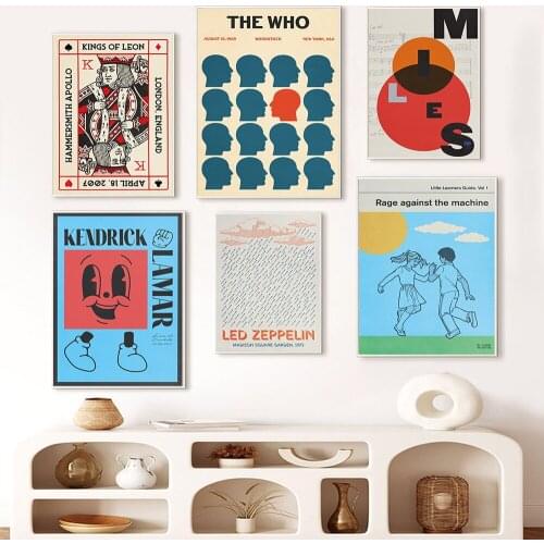 Kendrick Lamar Music Band Gig Art Poster Print Playing Card Abstract Smiley Figure Painting Picture Living Room Mural Home Decor