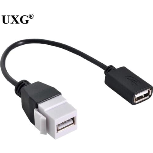 USB 2.0 Female to Female Extension Exteder Coupler Cable with Keystone Panel Mount Holes 20cm