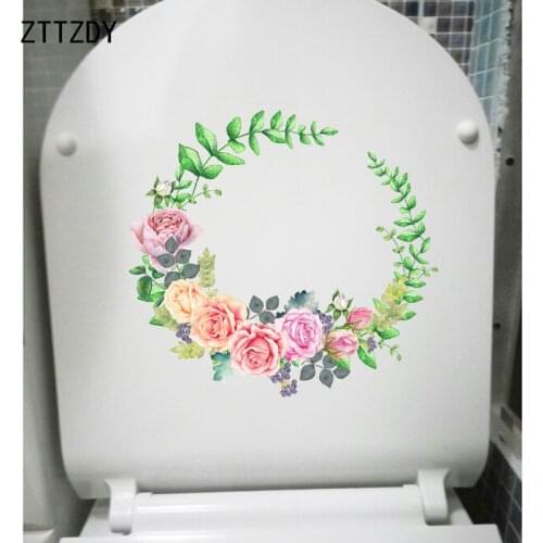 ZTTZDY 22*20.6CM Beautiful Wreath Fashion Bathroom Toilet Sticker Home Bedroom Wall Decals T2-0438