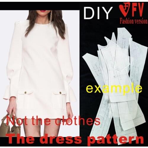 New style womens big-name spring and autumn pattern dress jacket 1:1 physical pattern structure design drawing BLQ-341