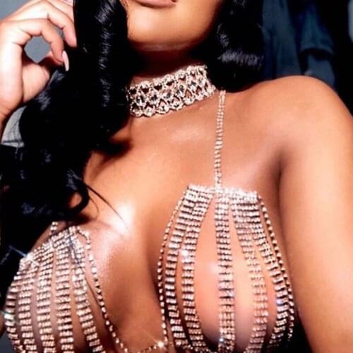 Hot Sale Claw Chain Rhinestone Body Chain Nightclub Shiny Diamond Fashion Ladies Bra Stripper Outfit Halloween Rave Exotic Kits