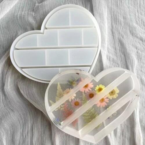 Love Heart Shaped Tray Epoxy Resin Mold Display Stand Silicone Mould DIY Crafts Jewelry Organizer Mold