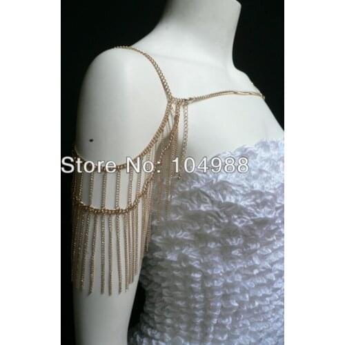 FASHION WOMEN SINGLE GOLD OR SILVER COLOUR BODY CHAINS SHOULDER CHAIN JEWELRY