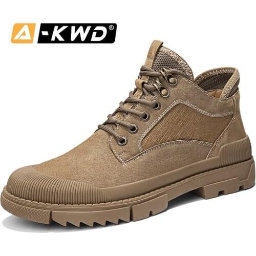 Fashion Man Shoe High Top Winter Sneakers Lace-up Ankle Boots Pu Leather Work Shoes Boots Homme Cuir Veritable Breath Man Boots