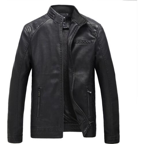 Autumn new Fleece men leather jacket PU leather Outerwear Streetwear Fur Long Sleeve Slim Coat warm windproof zipper Tops
