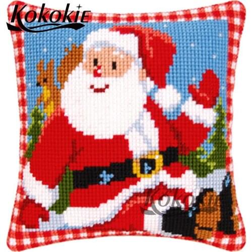 DIY cross stitch pillow kits sewing mats for Christmas pillow Needlework set cotton embroidery yarn pillowcase needlework kit