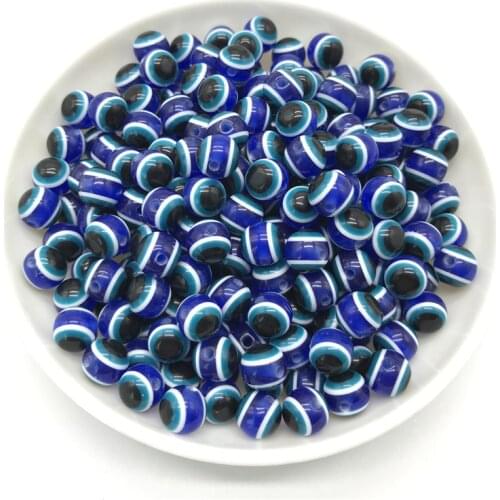 Wholesale 6/8 /10mm Round Resin Gasket Beads Mixed Evil Eye Beads For Jewelry Making Accessories #04