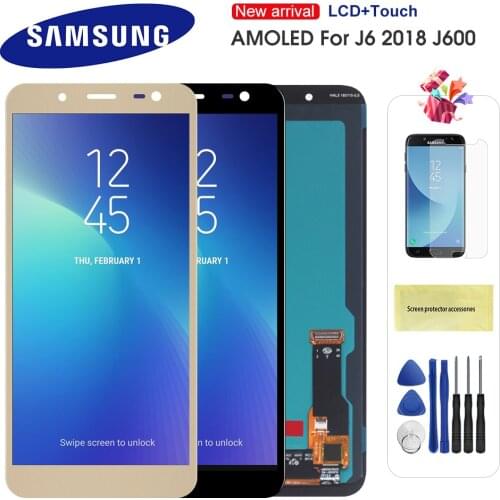 Original Super AMOLED LCD For Samsung Galaxy J6 2018 J600F J600 LCD Display Touch Screen Assembly Replacement Parts
