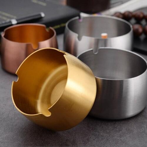 4 kinds Color Stainless Steel Cigarette Ashtray Gifts Windproof For Smokers Collecting Butts Home Office Decoration