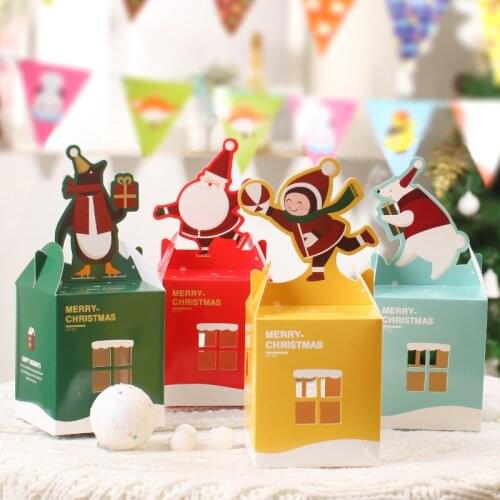 Cartoon gift Christmas Wedding candy fruit box colorful christmas box christmas eve apple folding cartons cute bag casual